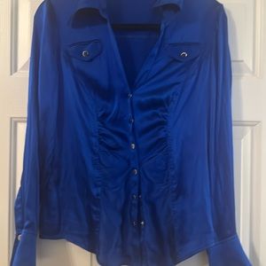 Royal Blue silk bottom down top.